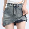 Women's High-Waist Stretch Retro Denim A-line Mini Skirt - Anti-Exposure, Hip-Hugging, Perfect for Spring/Summer Fashion