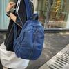 Schoolbag Large Capacity Canvas Backpack Male Korean Version High School College Student Simple Backpack Female Denim Computer Shoulder Travel Bag