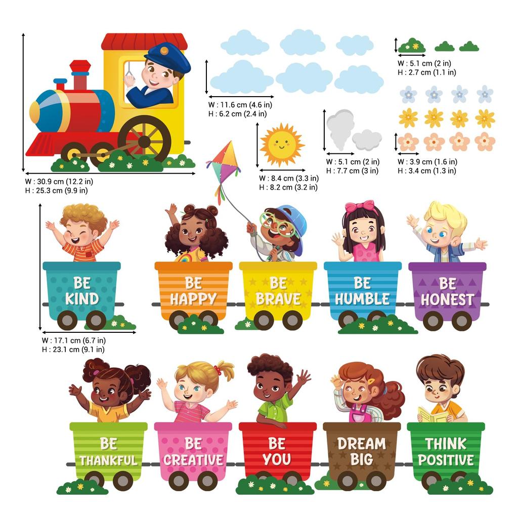 DECOWALL Quote Train Wall Sticker for and Baby Peel and Stick Interior Decor Boys' Nursery, Kindergarten, Rooms, (SG2-2512)