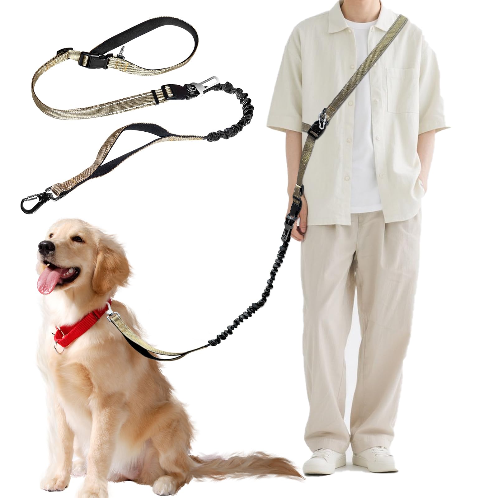 

Многофункциональный поводок для собаки, который можно надежно закрепить на сиденье, амортизирует, предотвращает прыжки, подходит для маленьких и крупных собак, можно носить на плече или