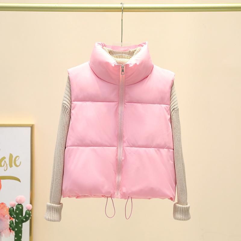 New winter cotton vest women's versatile loose fashion and thin simple stand-up collar short vest jacket
