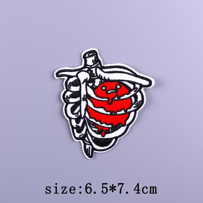 Punk Patch Iron On Embroidered Patches For Clothing Thermoadhesive Patches On Clothes Rock Biker Patch For Clothes Hook Loop