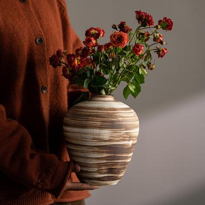 Minimalist Stoneware Vase Wabi-sabi Style Ceramic Decoration Crafts Tabletop Ornament Simplicity Living Room Model Home Decor
