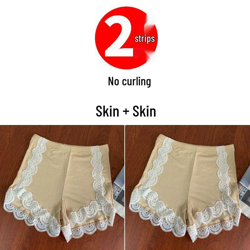 Women's Summer Lace Trim Anti-Exposure Ice Silk Safety Shorts