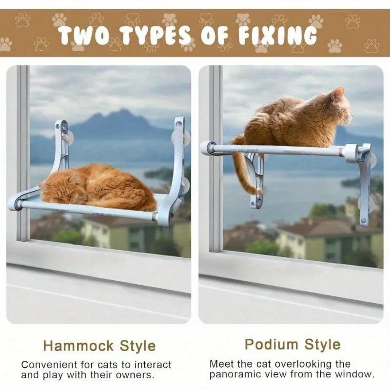 Cordless Cat Window Perch Comfortable Safe Cat Hammock for Wall with 4 Suction Cups Sturdy Frame and Soft Cushions