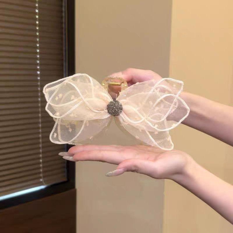 Elegant Polka Dot Bow Claw Hair Clip