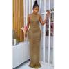 European Fashion Sexy Rhinestone Backless Nightclub Party Dress - See-through Long Dress for Women
