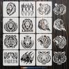 PET Hollow Out Drawing Painting Stencils for DIY Scrapbook Photo Album Lion 150x150mm 12pcs/set