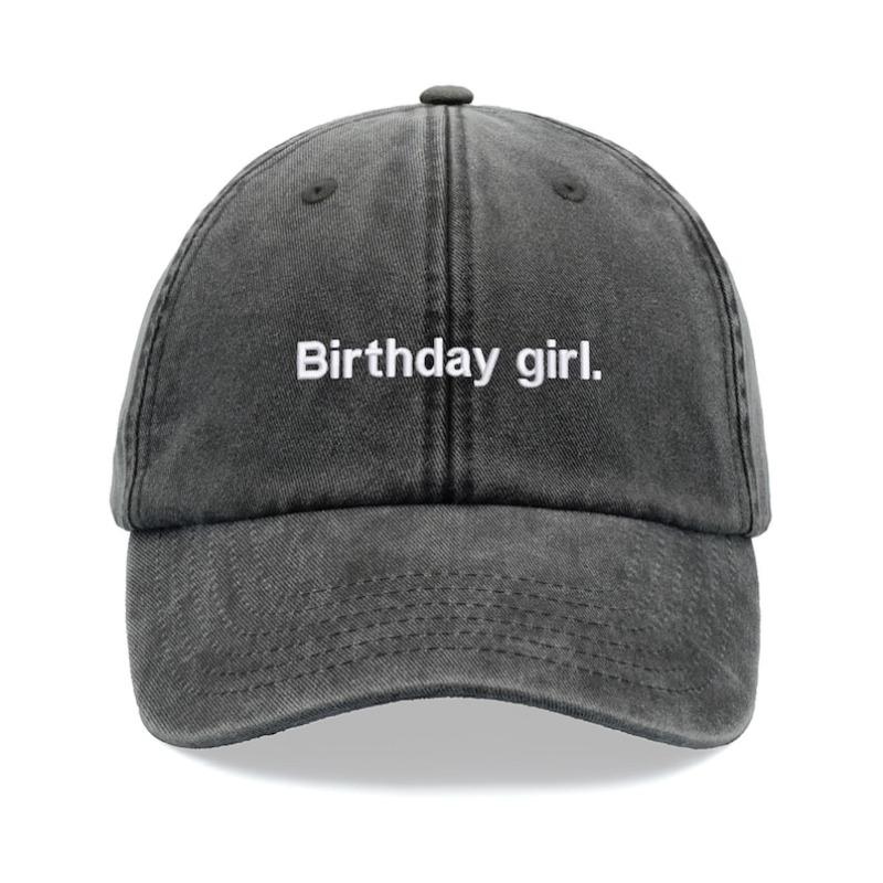 

1pc Birthday Girl Baseball Cap Vintage Washed Heated Rivalry Dad Hat Low Profile Adjustable Driver Sports Sun Hiking Daliywear чёрный