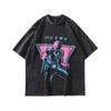 Harajuku Japanisch Y2K Spice Girls Anime Bedrucktes Gewaschenes Altes Kurzarm-T-Shirt Herren- Und Damen-Retro Guochao Marke T-Shirt