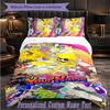Personalized 3Pcs Bedding SetSplatoon Custom Text Duvet Cover Pillowcase Set Bedroom Gift