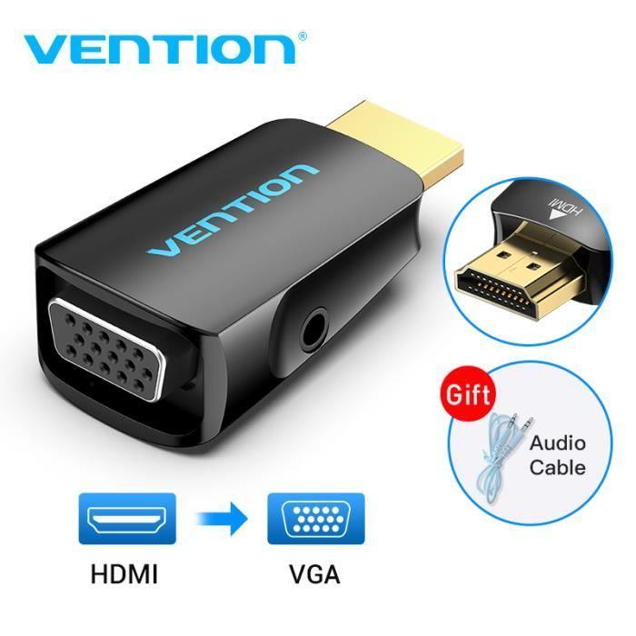Adaptér HDMI na VGA - VENTION - Převodník 1080P - 3,5mm audio - Černý - PS4/PC/Projektor
