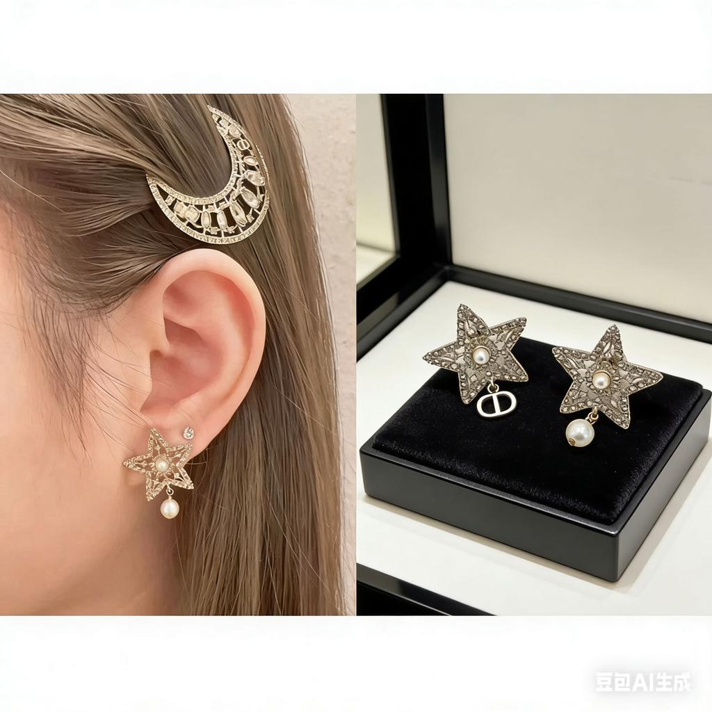 = Letter Five-pointed Star Full Diamond Earrings, Earrings, High-end Temperament, Light Luxury, Fashion Temperament, Versatile