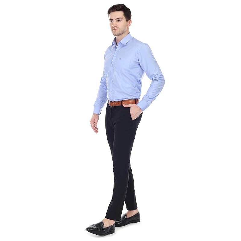 Xjarvis Clifton Men' Regular Fit Cotton Blend Plain Shirt Full Sleeves Casual & Formal Summer Shirt With Pocket Design