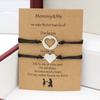 1 Pair Mother Daughter Bracelet Adjustable Woven Rope Casual Geometric All-match Decoration Back to School Gifts Hollow Love Heart Mommy Card Jewelry