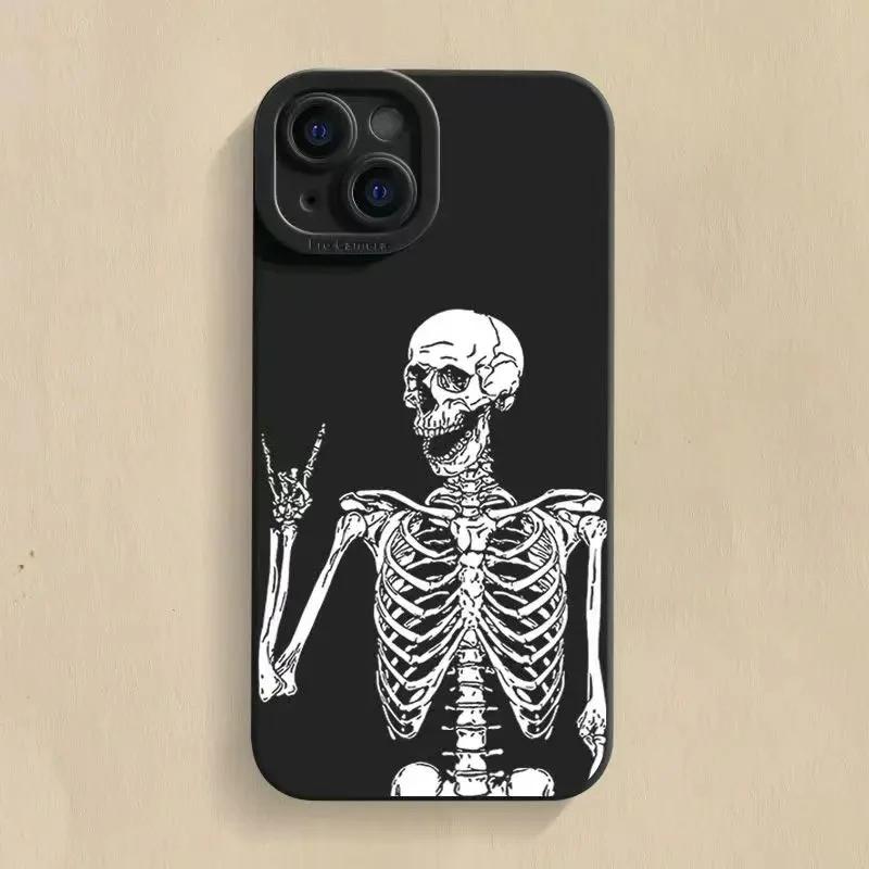

Мягкий силиконовый чехол со скелетом и черепом для iPhone 11, 12, 13, 14, 15 Pro Max X XS XR 7 8 Plus SE2, противоударный мини-бампер, задняя крышка iPhone 13 Mini