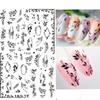 1PCS Black White Butterfly Laser Nail Stickers Nail Art Decoration Abstract Lines Bronzing Flowers Stickers For Nails