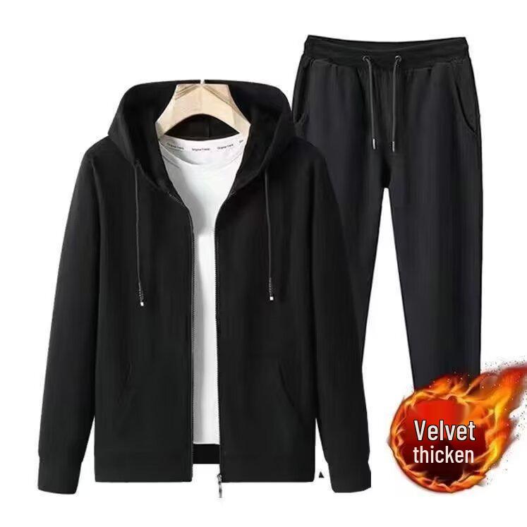 Men's Casual Sports Hoodie and Sweatpants Set - Spring/Autumn Outdoor Zipper Cardigan