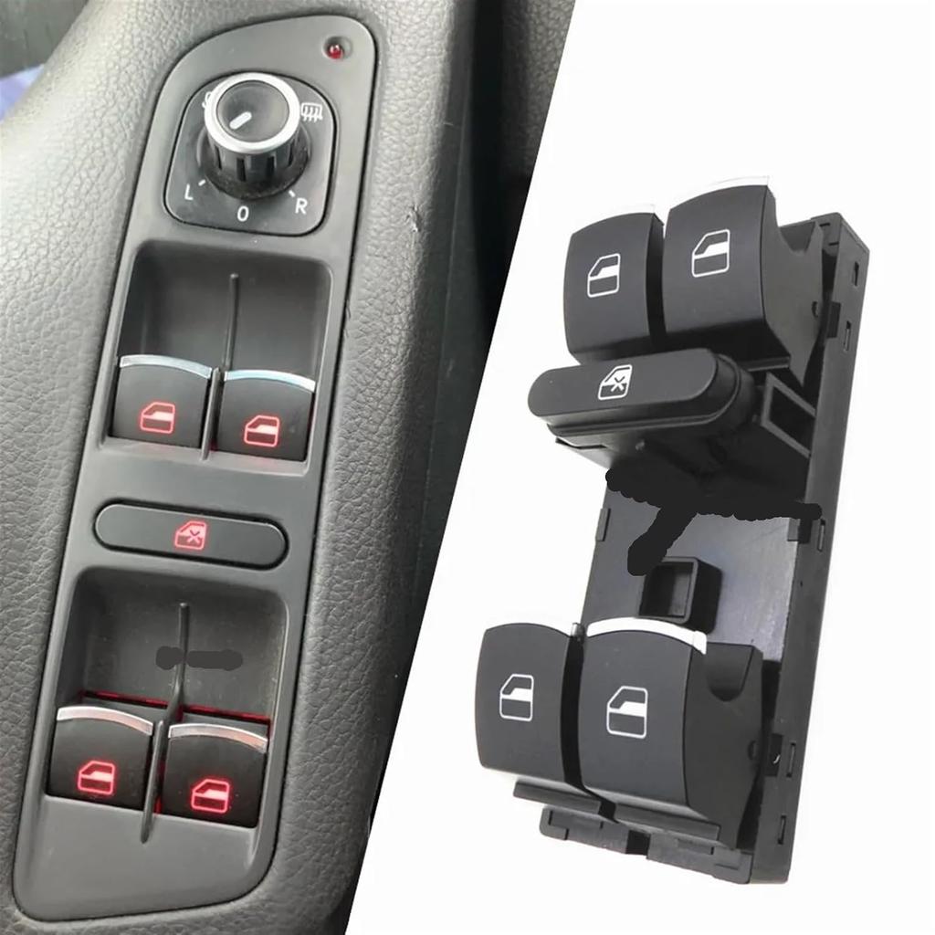 Car Window Lifter Power Window Switch Master Window Control Button Compatible for VW Jetta Tiguan Golf GTI MK5 MK6 Passat B6 CC Seat Leon MK2