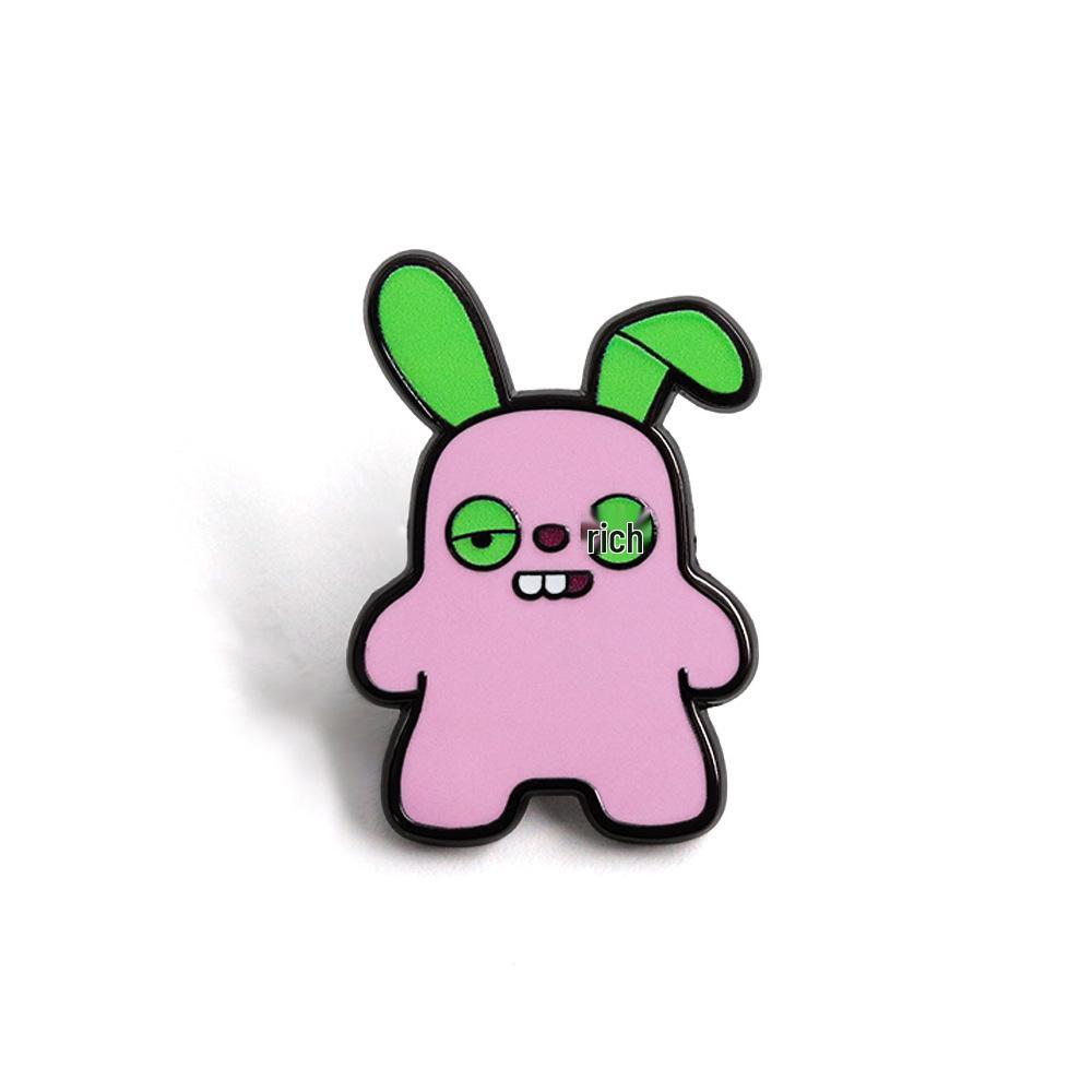 Quirky Berserk Rabbit Brooch – Cute Cartoon Badge for Clothing & Bags