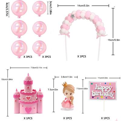 10pcs Princess Cake Topper Castle Cake Decoration for Girl Kid Happy Birthday Party Decorations Princess Baby Shower Supplies