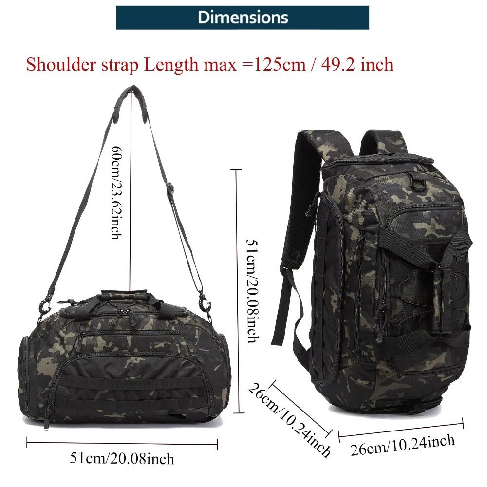 Duffel Sling Bag for Men Women 3-in-1 Tactical Gym Backpack with Shoe Compartment Convertible Weekender Overnight Travel Bag