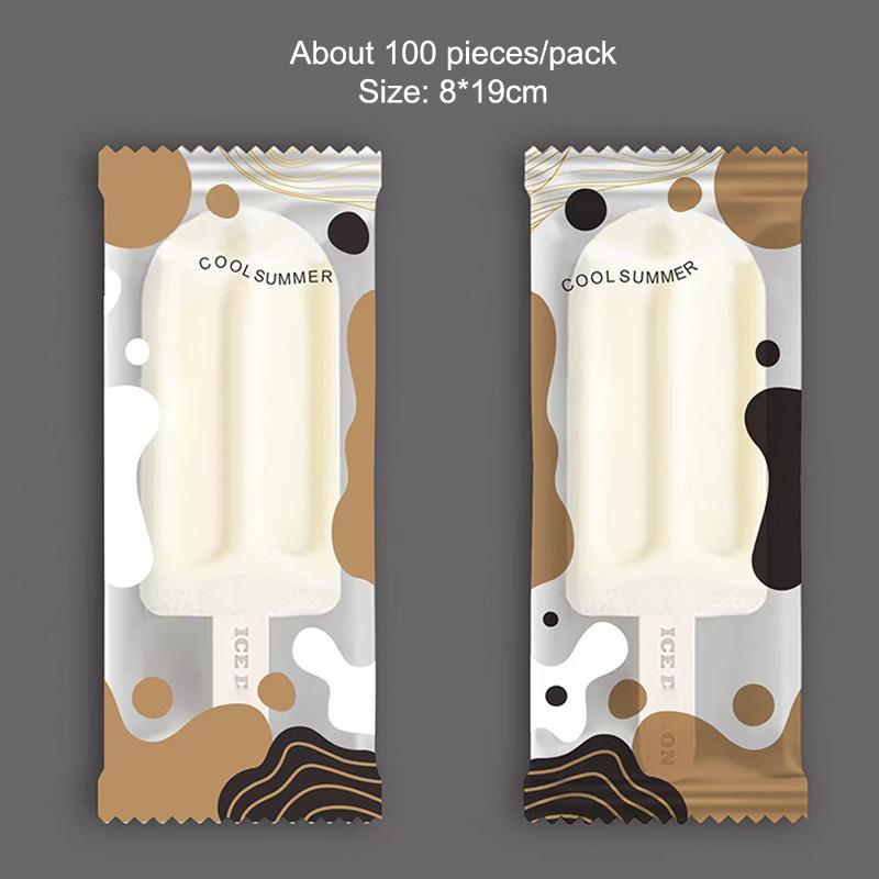100Pcs Cute Cartoon Food Grade Ice Cream Bags Disposable Plastic Popsicle Protective Cover Storage Packing Bag Diy