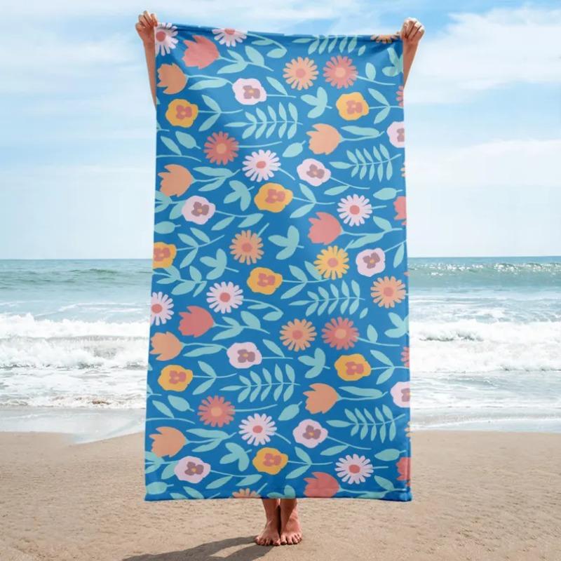 Asciugamano da Spiaggia Retrò Anni '70 con Stampa Margherita, Motivo Floreale Boho, Asciugatura Rapida, Morbido, Assorbente, Senza Sabbia, per Vacanze Estive in Spiaggia