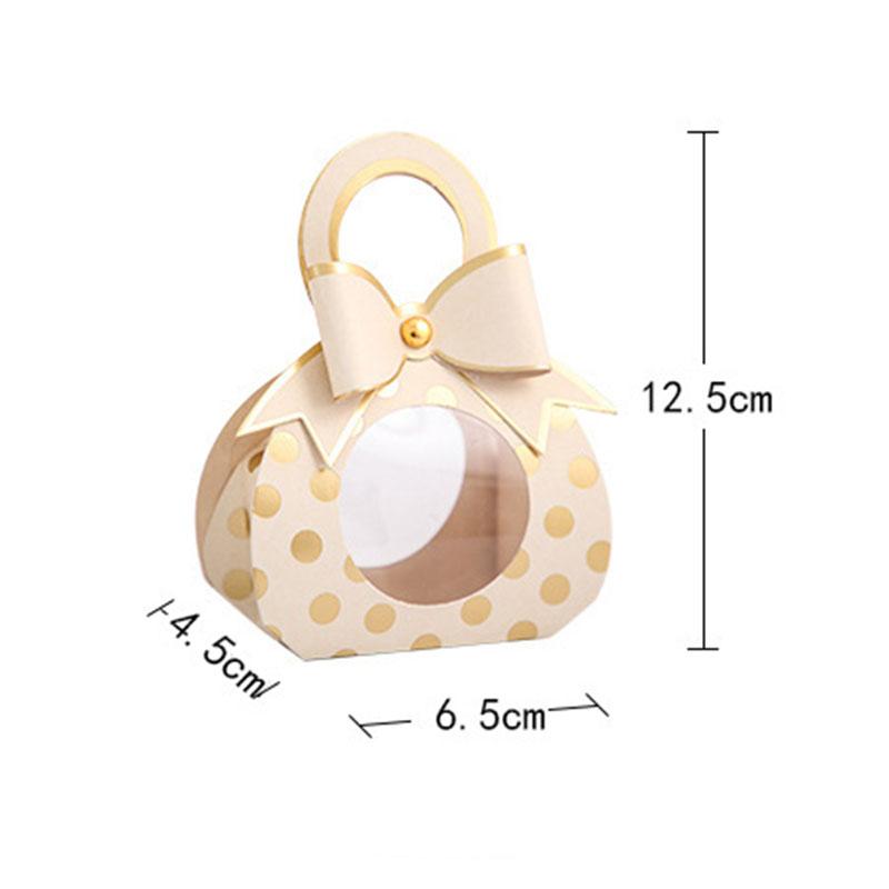 10ks/lot Modrá Ružová Svadobné darčeky Darčekové krabičky Priehľadné okno Balenie cukroviniek Krabička na dražé z kraftového papiera Krabička na dražé s rúčkou