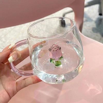 Copo de Vidro 3D com Figura de Animal Fofo Dentro de Vidro de Alto Borossilicato Caneca de Café Utensílio para Beber para Presente de Natal Aniversário