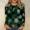 3D Christmas Snowflake Gradient Print Round Neck Long Sleeve T-shirt Casual Long Sleeve Top Party Loose Women's Top