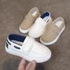 Korean Style Low-Top Leather Slip-On Loafers for Boys & Toddlers - Soft Sole Casual Shoes