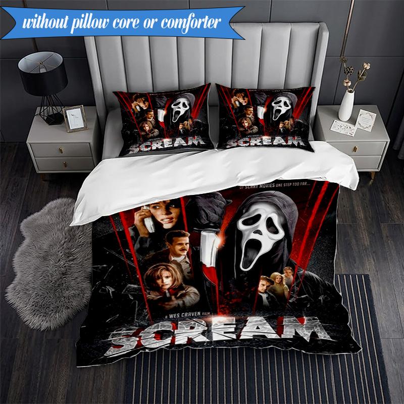 Scr-eam Horror Movie 3pcs K-pop Music Group Bedding set,Ideal for Bedroom, Dormitory,Including Duvet Cover And 2pcs Pillowcases,Fan Gifts