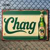 Vintage Chang Beer Metal Sign  Retro Thai Beer Poster Style Wall Decor with Green  Beige Colors  HeavyDuty Iron Bar Art for