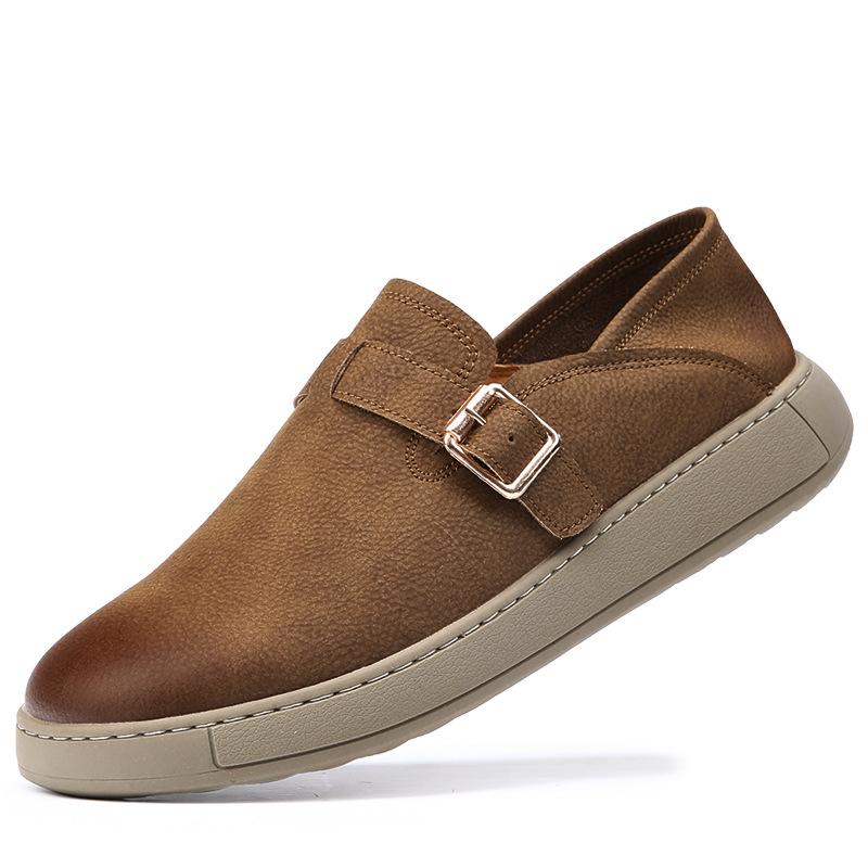 Summer Men's Shoes Leather Retro Lazy Casual Leather Shoes Men's Soft Sole Light One Pedal Versatile Breathable Loafers