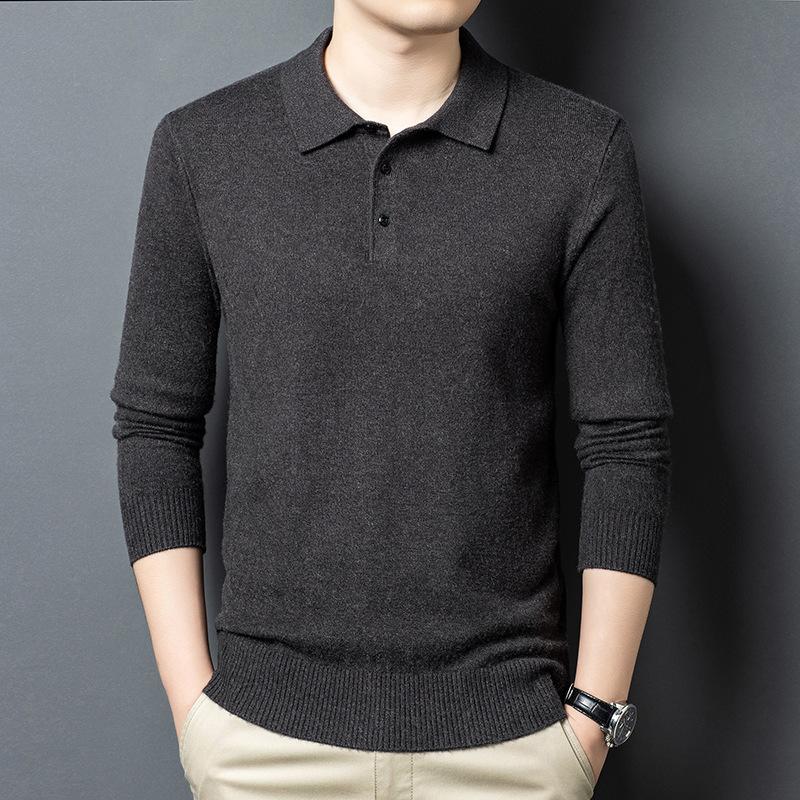 Lapel Collar Long Sleeve Men's Top