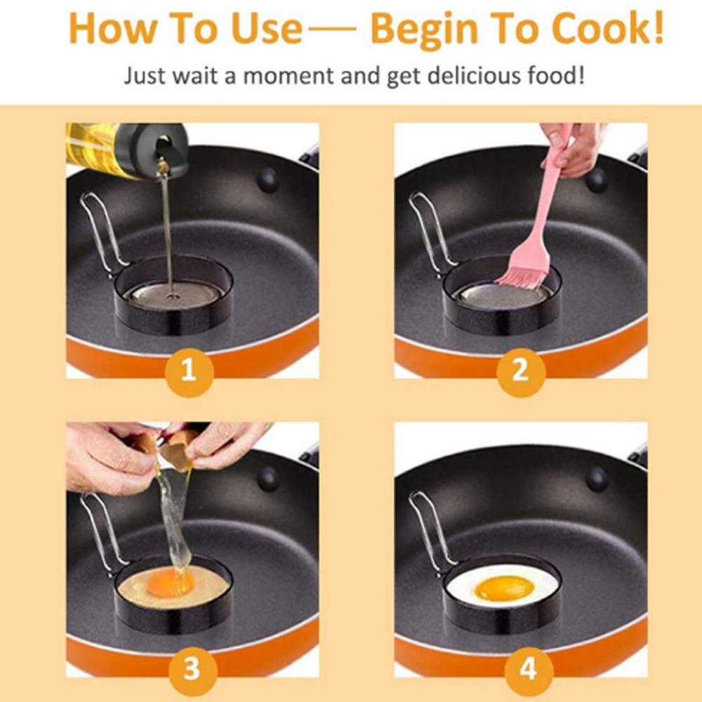 2PCS Stainless Steel Egg Shaper 3.5 In Non-Stick Egg Rings Multi-functional Durable Pancake Cooking Ring Restaurant