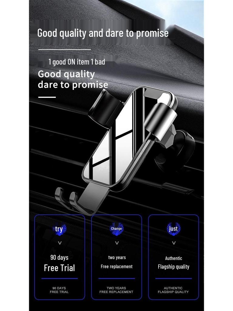Gravity Car Phone Holder with Metal Spiral Hook - Anti-Shake Air Vent Mount for Navigation