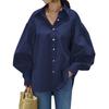 Womens Casual Shirt With Lantern Sleeves And Splicing For Office Wear And Spring