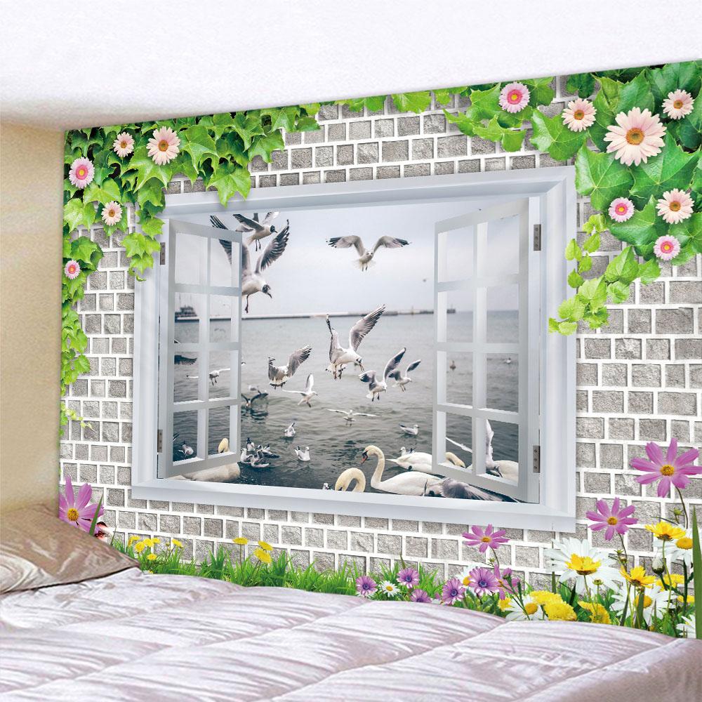 Stone Wall Flower 3D Print Tapestry Polyester Fabric Living Room Wall Decorative Art Blanket Bohemian Hippie Beach Picnic Mat