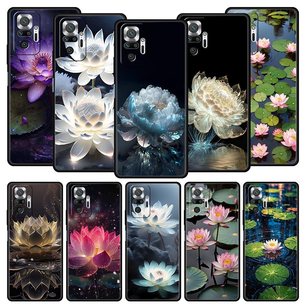 Phone Case For Xiaomi Redmi Note 14 13 12 5G 11 10 Pro Plus 4G 9S 9 14C 13C 12C 10C 9C 9A Soft TPU Cover Luxury Lotus Flower
