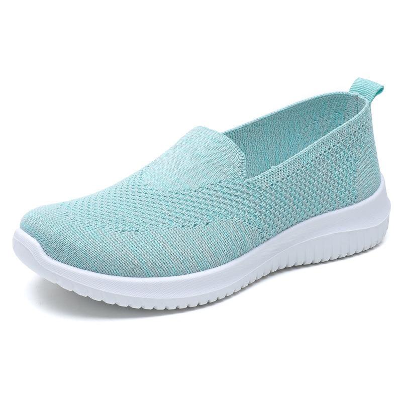 Women Casual Shoes Light Sneakers Breathable Mesh Summer knitted Vulcanized Shoes Outdoor Slip-On Sock Shoes Plus Size Tennis
