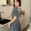 2026 Summer Plus Size Women's French Retro Denim Dress - Elegant Waist-Cinched Slimming Skirt