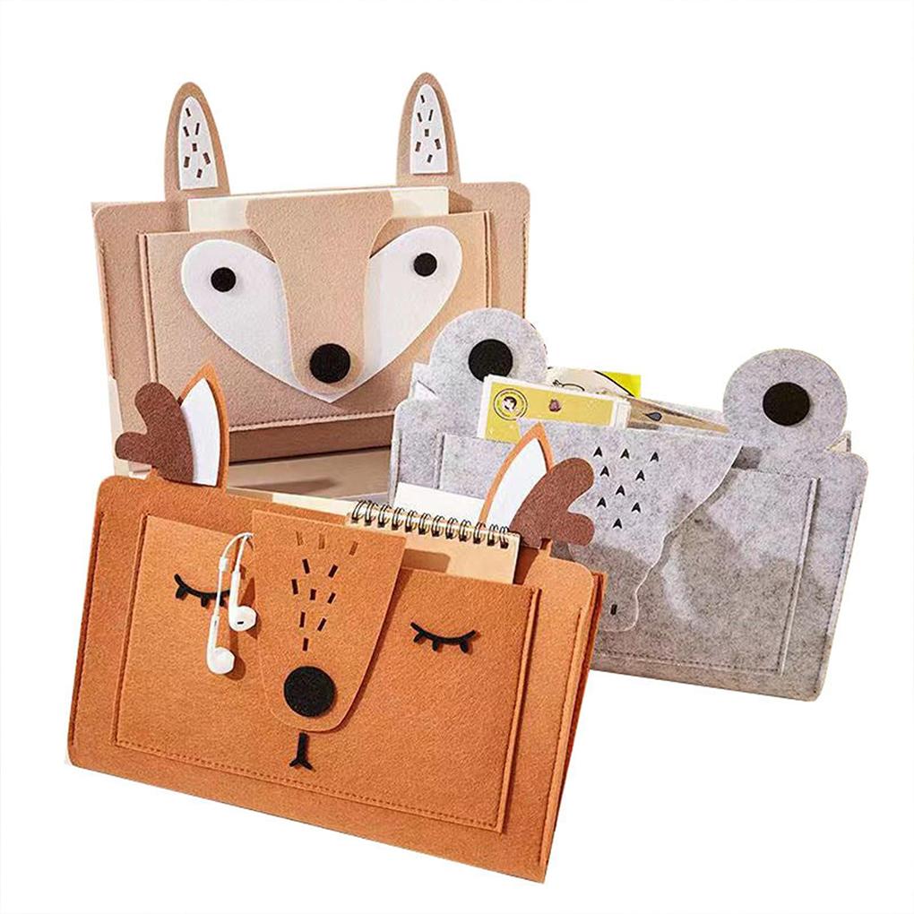 Bedside storage bag, bedside organizer, dormitory cloth basket bed sofa animal classified storage books/glasses/mobile