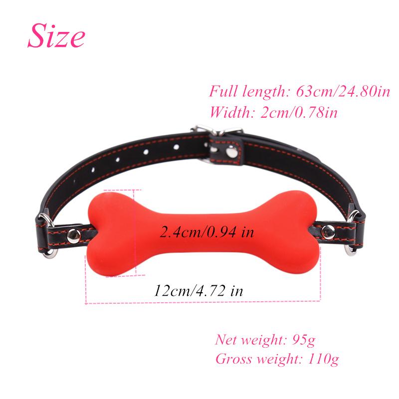 Cute Solid Leather Harness Mouth Silicone Dog Bone Ball Gag BDSM mouthPlug Couples Flirting Sex Products toys Adult Games