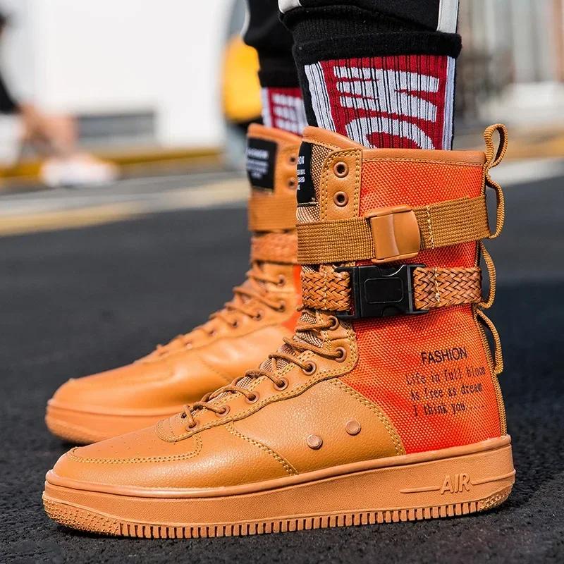 Punk Style Ankle Boots Mens Couple Streetwear Buckle Strap Designers Men Casual Shoes Platform Man Sneakers Shoes for Men