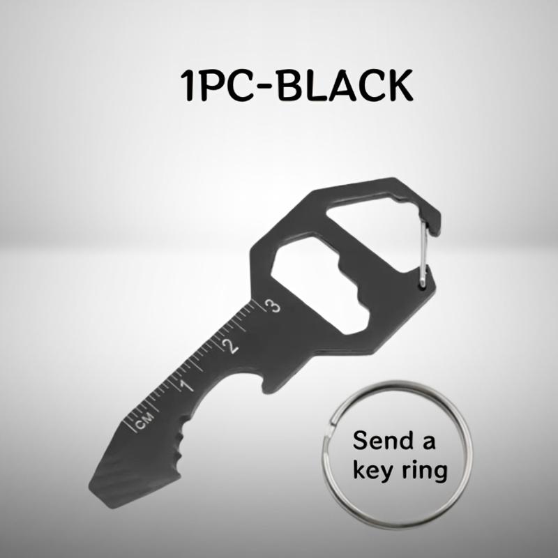 6 In 1 Keychain Pocket Tool for Bottle Opener Screwdriver Ruler Wrench Bit Driver File Portable Design Camping Accessories