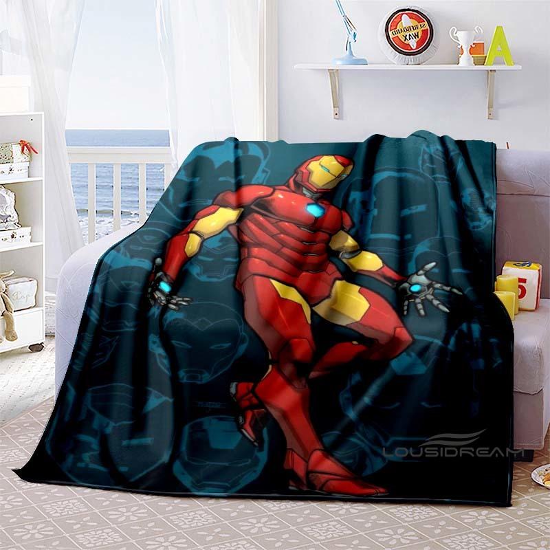Iron Man Cartoon Comic Funny Expression Blanket, Warm Flannel Sofa Blanket, Home, Bedroom, Travel.