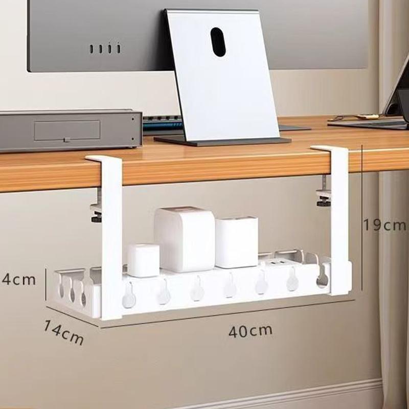 Under Table Storage Wire Organizer Storage Under Table Storage Rack No-Drill Cable Basket Metal Adjustable Cable Management Tray