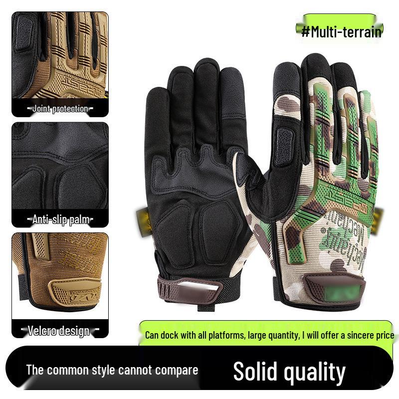 Men's Full-Finger Outdoor Tactical Gloves - Cut-Resistant, Wear-Resistant for Motorcycle Riding & Combat
